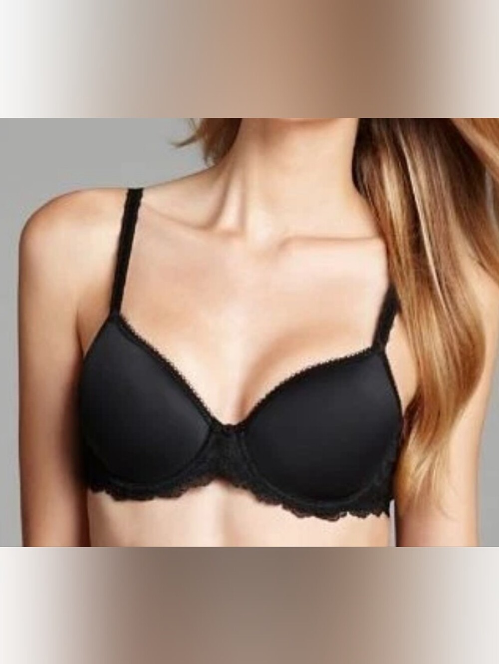 Wacoal Black Lace-Trim T-Shirt Bra Underwire Sz 36C #853255 Pre-owned